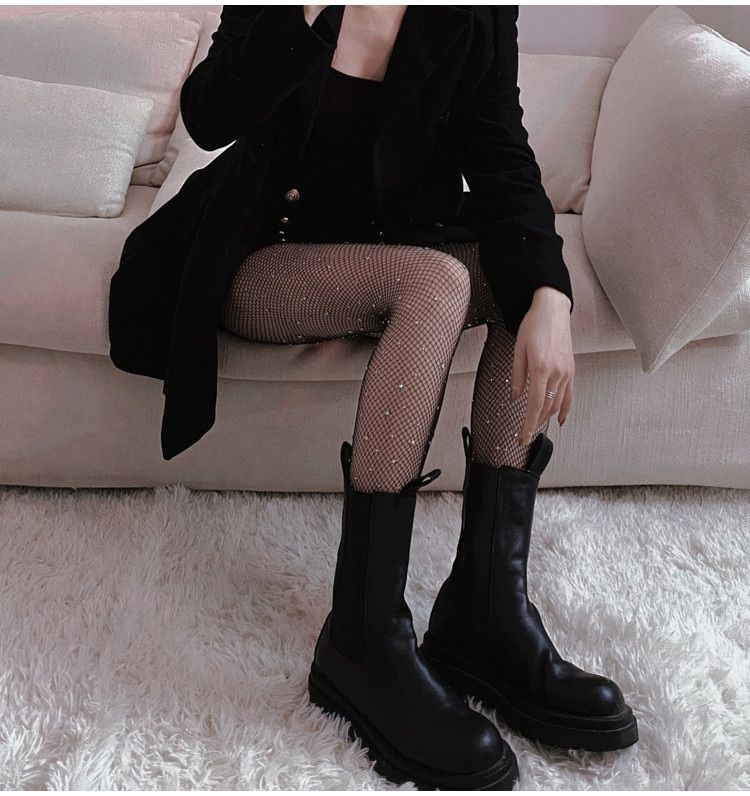 Meia Calça Arrastão com Strass