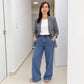 Blazer Cinza Feminino Alfaiataria sem forro e com bolsos