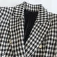 Blazer feminino xadrez preto e branco detalhe da gola