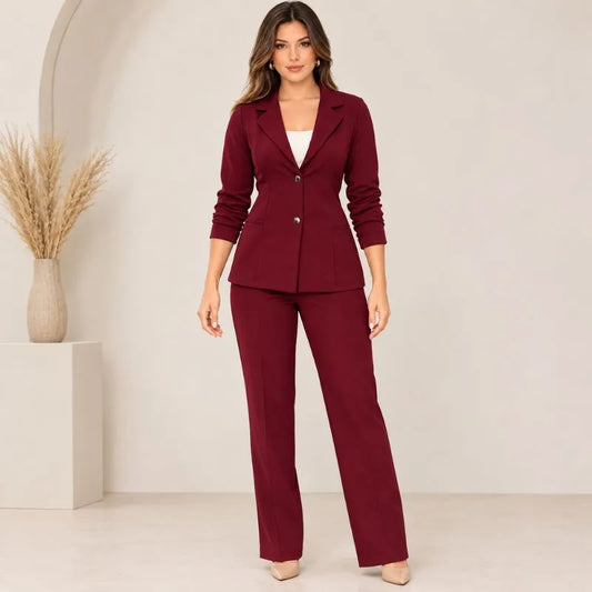 Conjunto Alfaiataria Feminino Vinho
