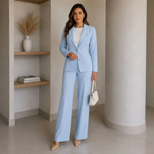 Conjunto Feminino Social Alfaiataria Azul Bebê