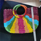 Bolsa de palha multicolorida