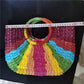 Bolsa de palha multicolorida