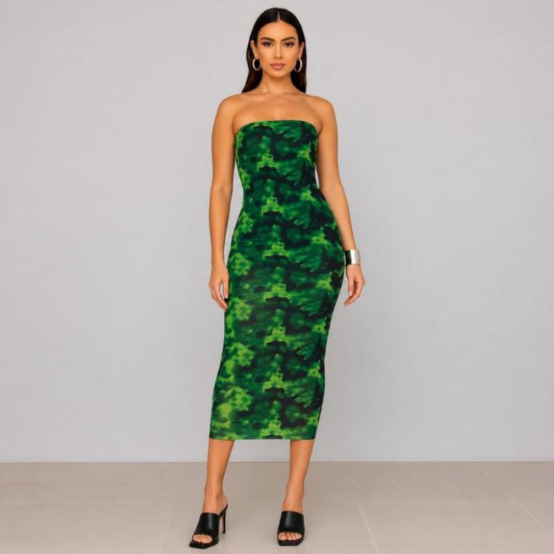 Vestido Tule Tomara que Caia Verde e Preto