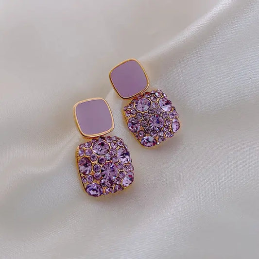 brinco strass lavanda lilas