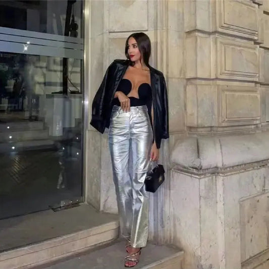 Calça Metalizada Feminina